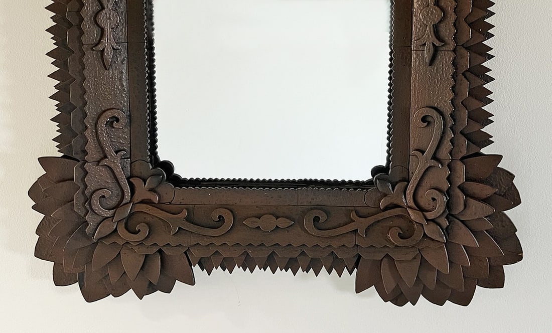Painted Tramp Art Frame by John Zubersky Sunflowers - 3