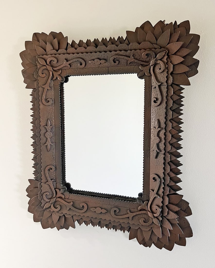Painted Tramp Art Frame by John Zubersky Sunflowers - 4