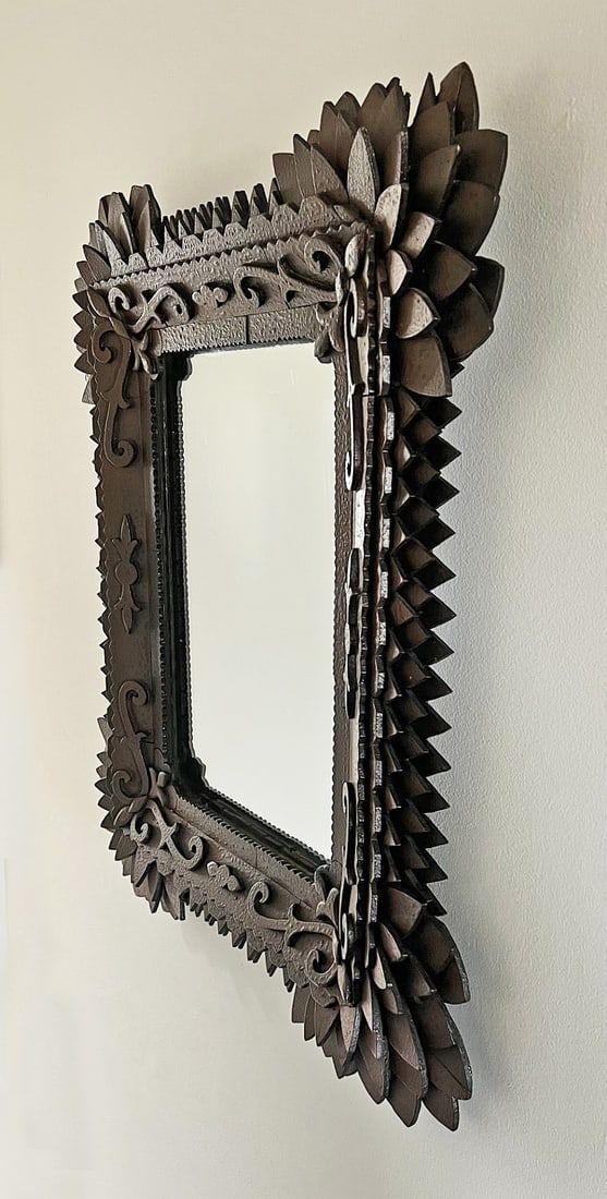 Painted Tramp Art Frame by John Zubersky Sunflowers - 5