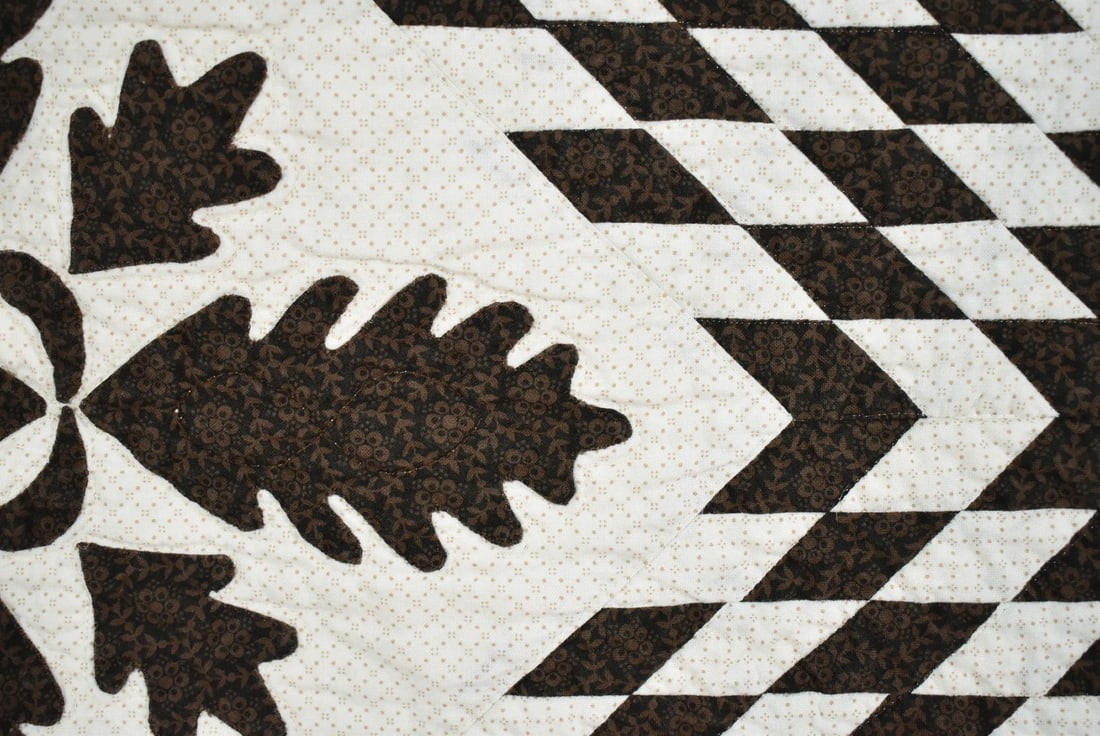 Vintage Lone Star & Oak Leaf Applique Quilt - 7