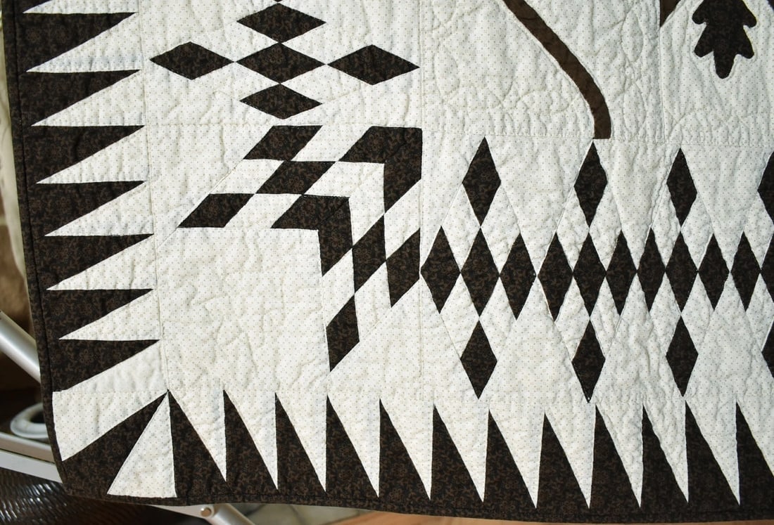 Vintage Lone Star & Oak Leaf Applique Quilt - 9