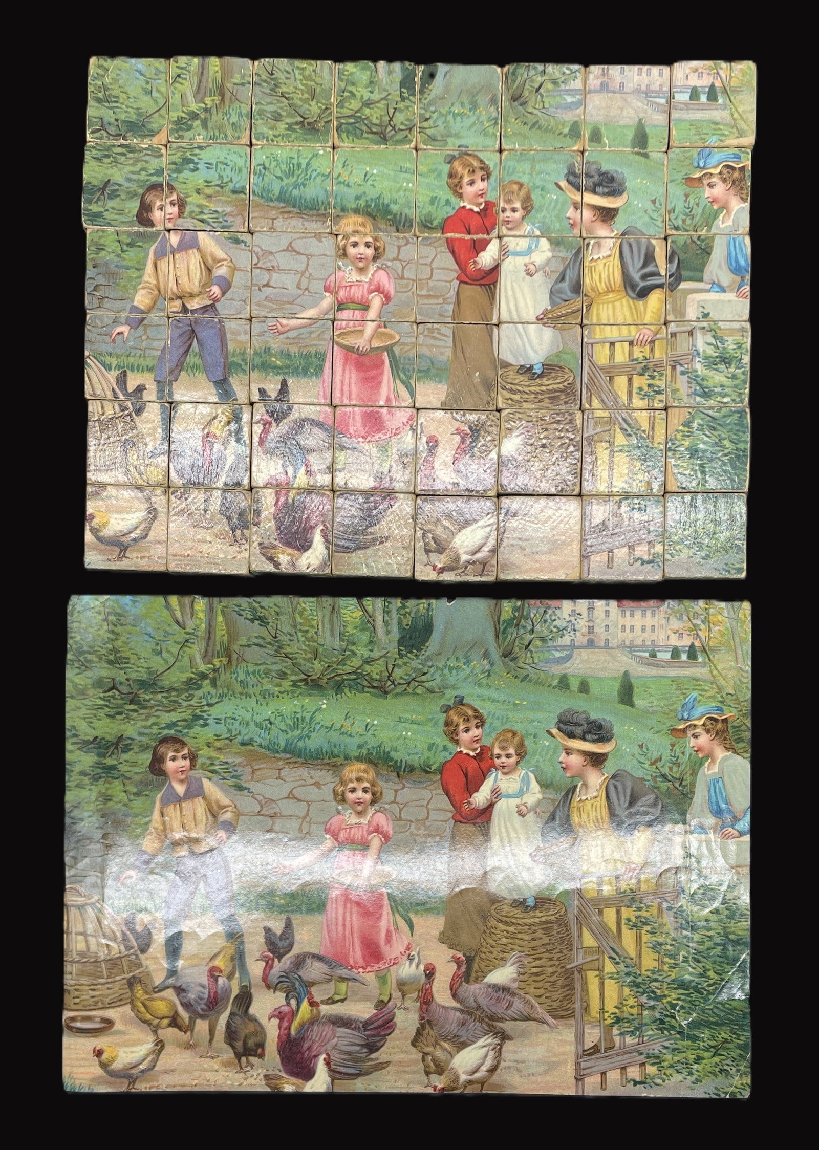 CHILDRENS VICTORIAN SET OF SIX BLOCK PUZZLES LITHO - 4
