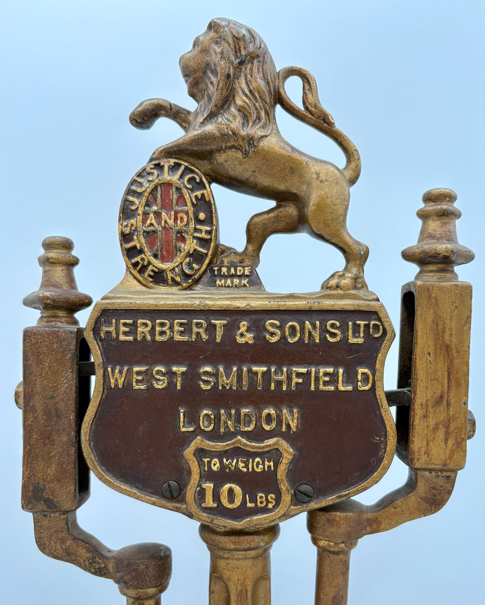 Antique Herbert & Sons Lion Topped 10 lb Scale - 3