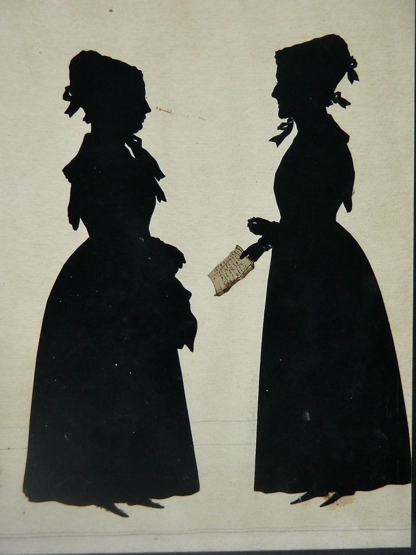 Cut Silhouette of 4 Standing Women c.1840 - 3