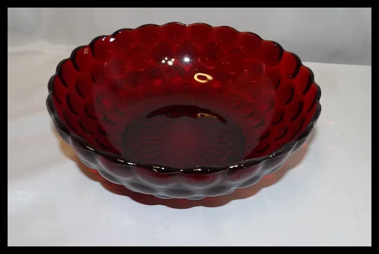 Anchor Hocking Royal Ruby Bubble Glass Vegetable Bowl - 2