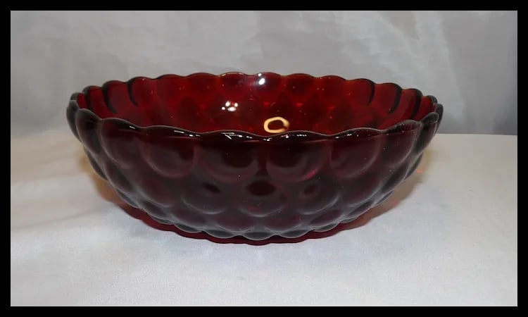 Anchor Hocking Royal Ruby Bubble Glass Vegetable Bowl - 3