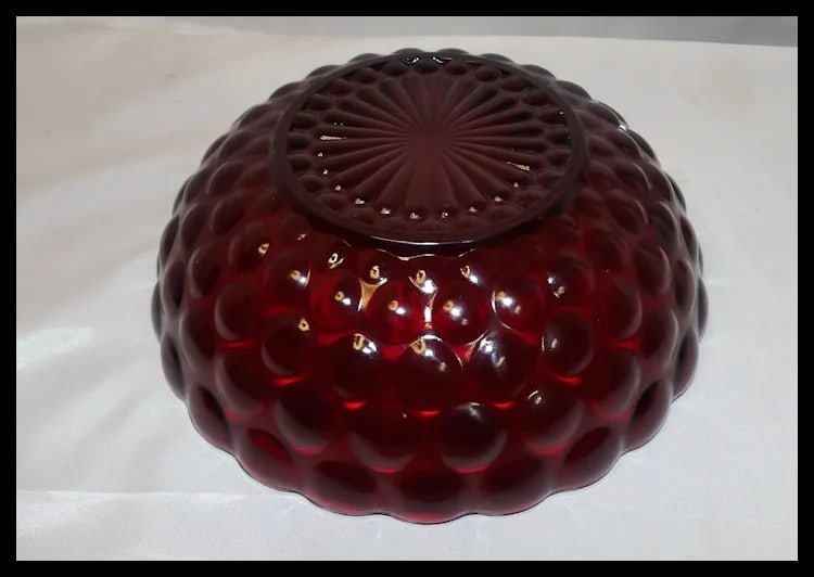 Anchor Hocking Royal Ruby Bubble Glass Vegetable Bowl - 4