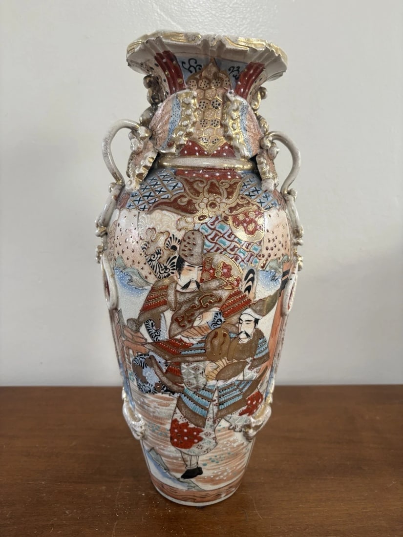 14 5/8” Pr Japanese Satsuma Vases - 10