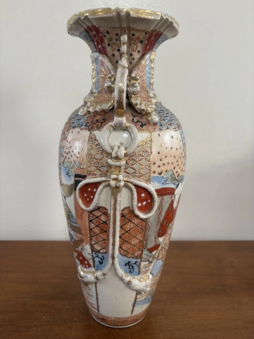 14 5/8” Pr Japanese Satsuma Vases - 11