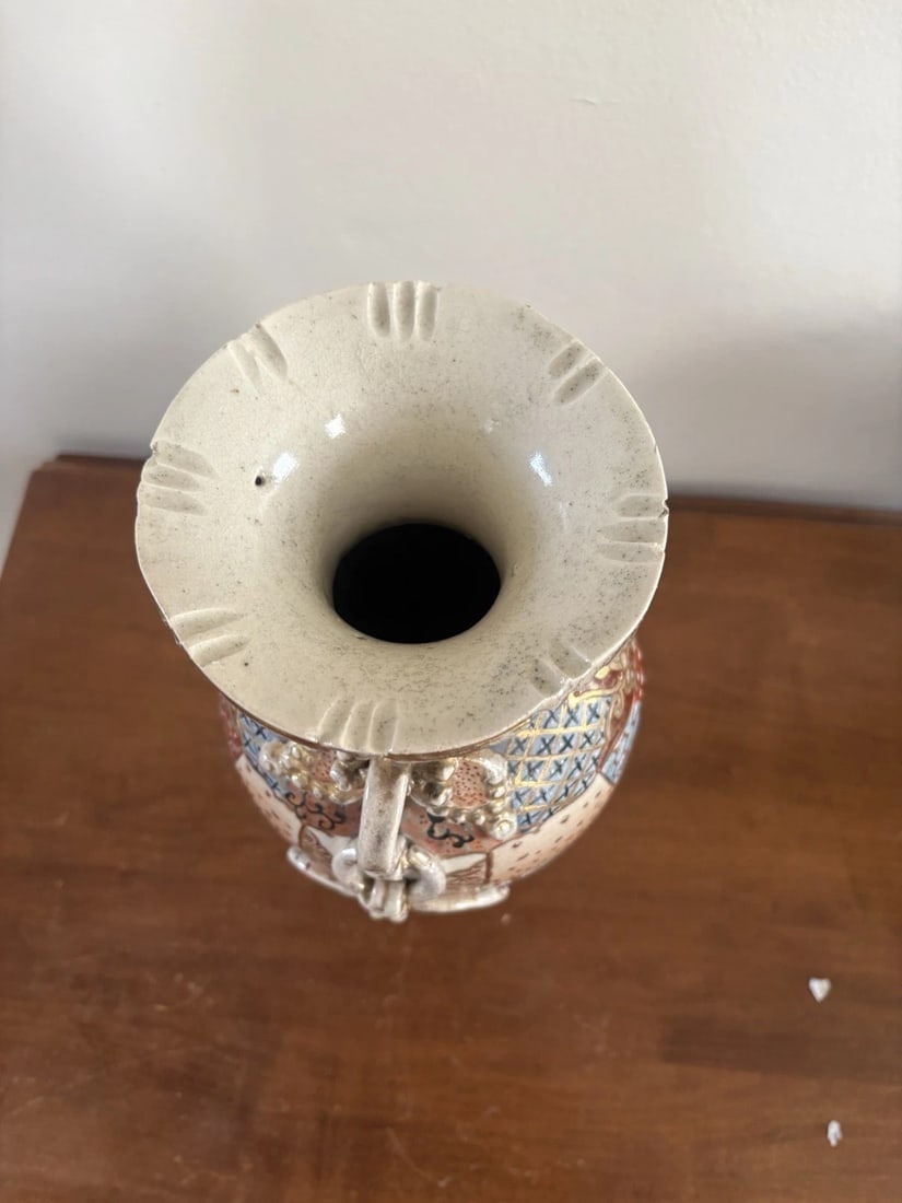 14 5/8” Pr Japanese Satsuma Vases - 12