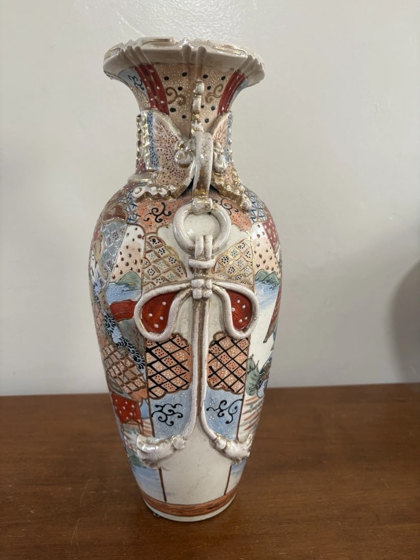14 5/8” Pr Japanese Satsuma Vases - 5