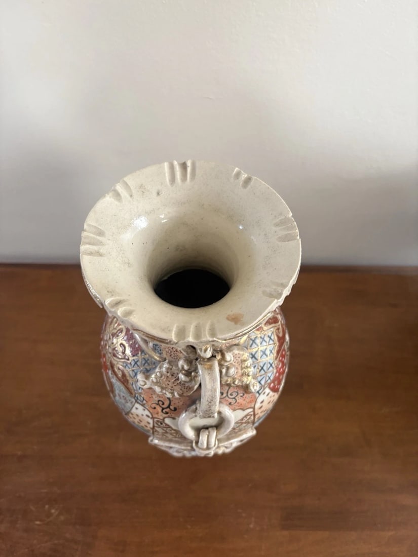 14 5/8” Pr Japanese Satsuma Vases - 6