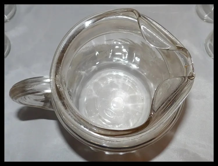 1940’s Bartlett Collins Frosted Grapevine Pitcher and 9 Tumblers - 11