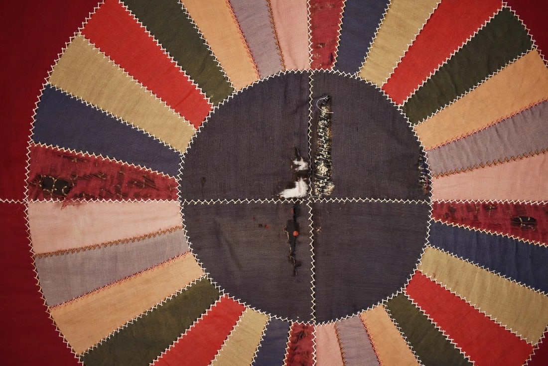 1910's Wool Amish Fans Quilt - 5