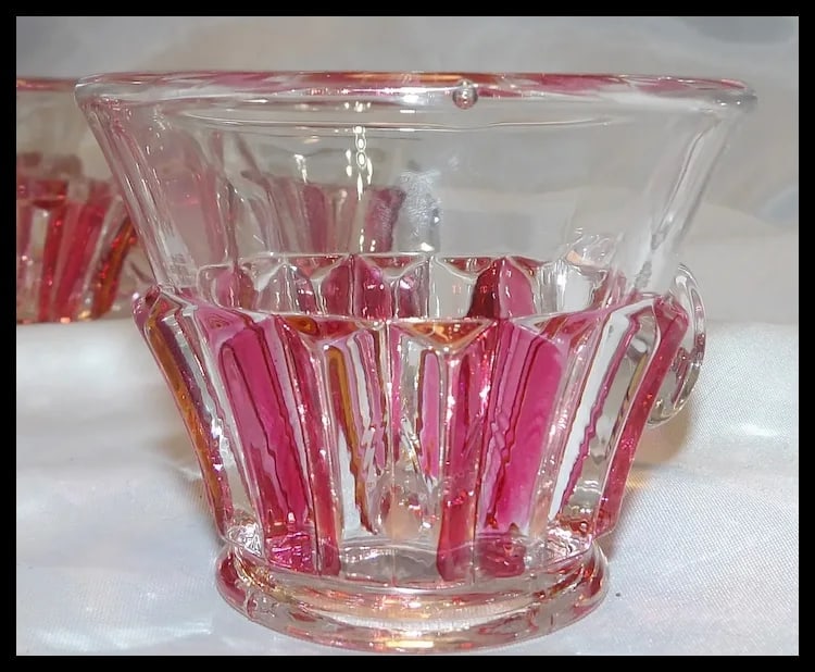 Rare 1940s Punch Bowl 1005 Ruby Flash by INDIANA GLASS - 9