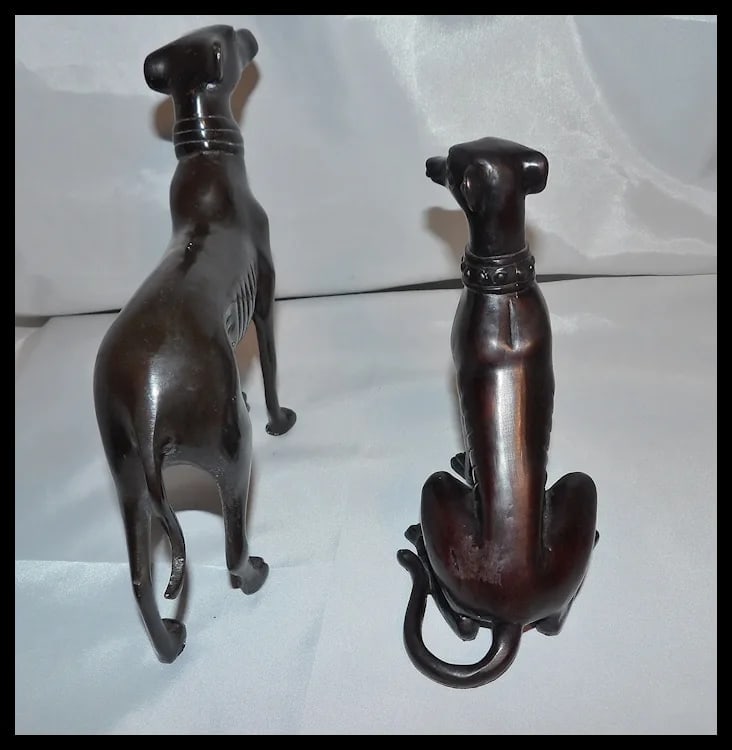 Pair of Greyhound Figurines Statues - 6