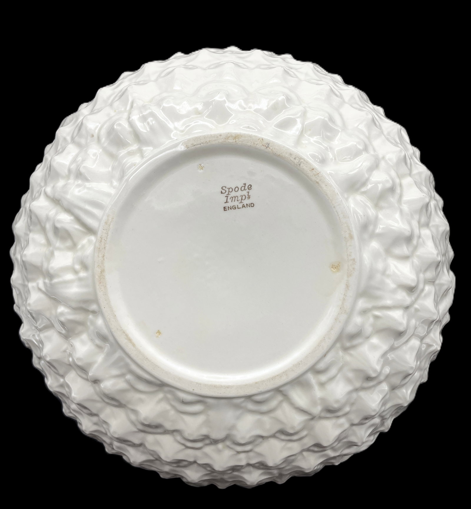 SPODE Imperial Fancies ENGLAND OFF WHITE BOWL oblong 11" Embossed - 5