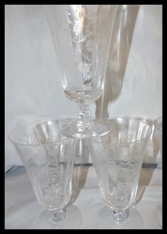 Fostoria Heather Pattern Ice Tea Glasses - 3