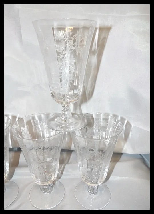Fostoria Heather Pattern Ice Tea Glasses - 4