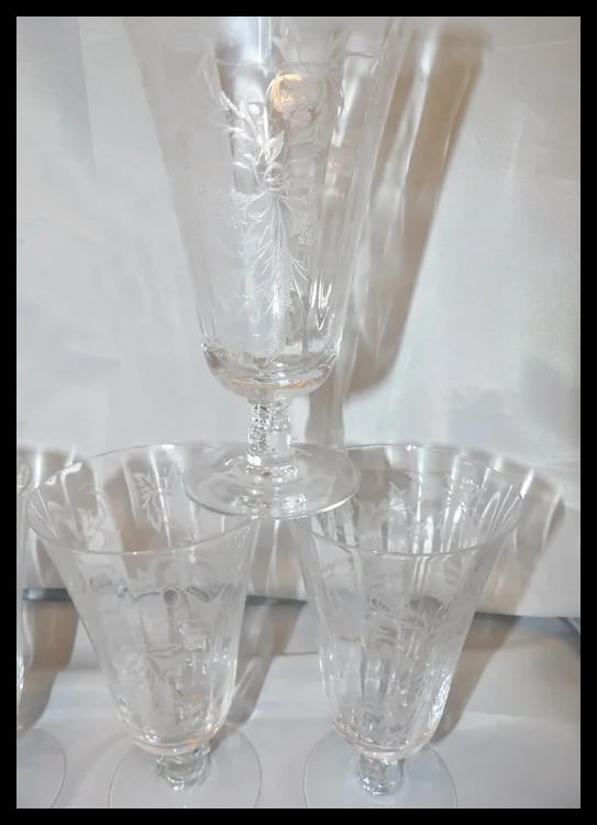 Fostoria Heather Pattern Ice Tea Glasses - 5