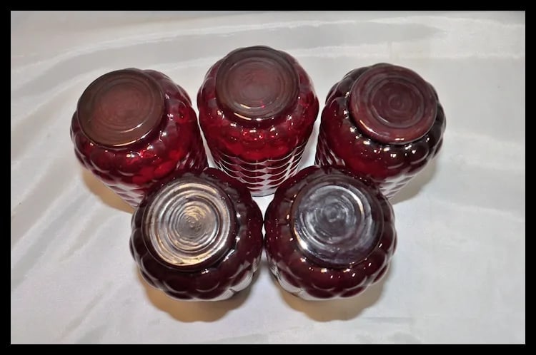 Rare Anchor Hocking Royal Ruby Bubble 16 oz. Lemonade Tumblers - 5