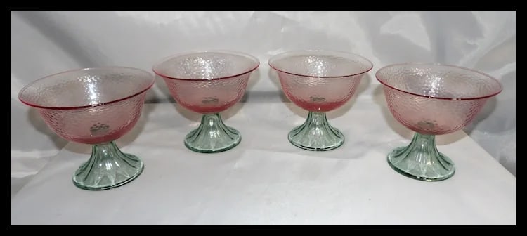 Vintage Footed Watermelon Large Sherbet Glasses - 2