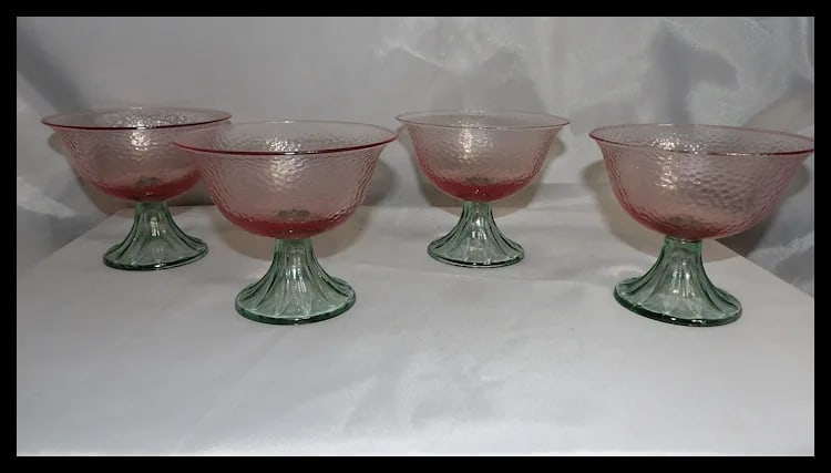 Vintage Footed Watermelon Large Sherbet Glasses - 5