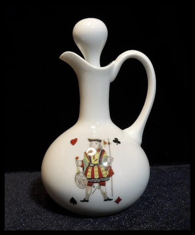 Vintage Porcelaine de Paris Neiman Marcus Limoges France 9 piece Liquor Decanter with King, Queen, - 10