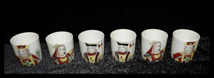 Vintage Porcelaine de Paris Neiman Marcus Limoges France 9 piece Liquor Decanter with King, Queen, - 5
