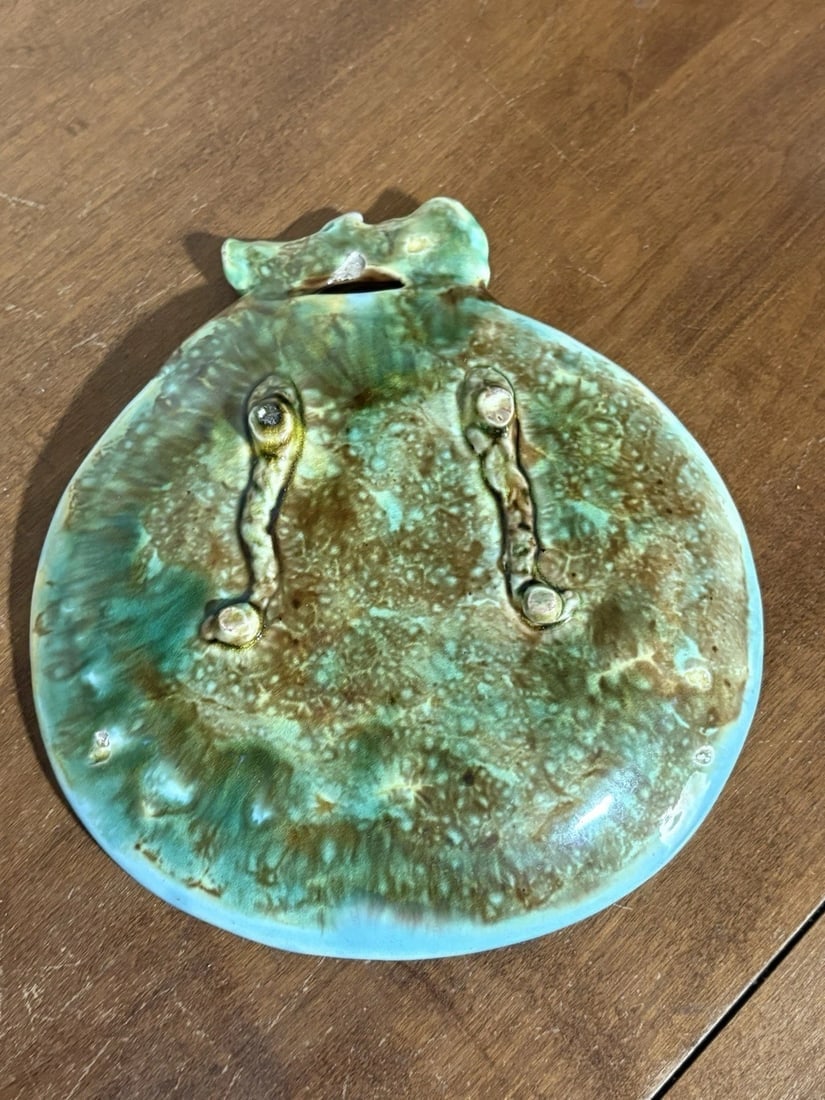 Turquoise Majolica George Jones Handled Dish - 2