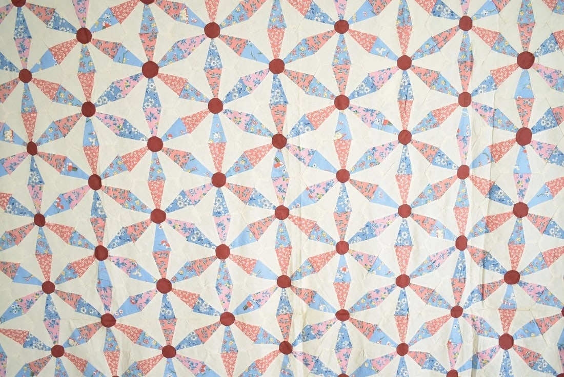 1930's Wagon Wheels Quilt Top - 2
