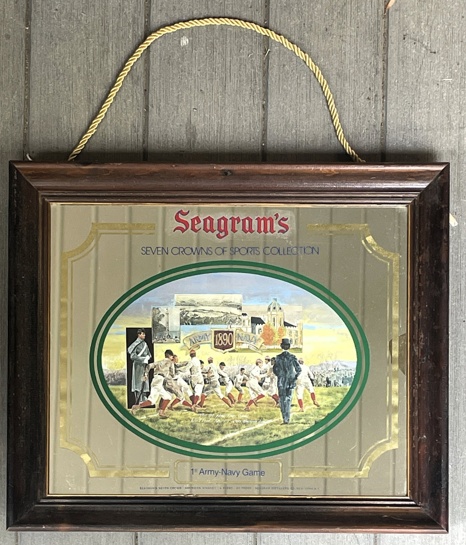1970'S SEAGRAM'S SEVEN 7 CROWN TINKER EVERS & CHANCE BAR BASEBALL MIRROR - 4