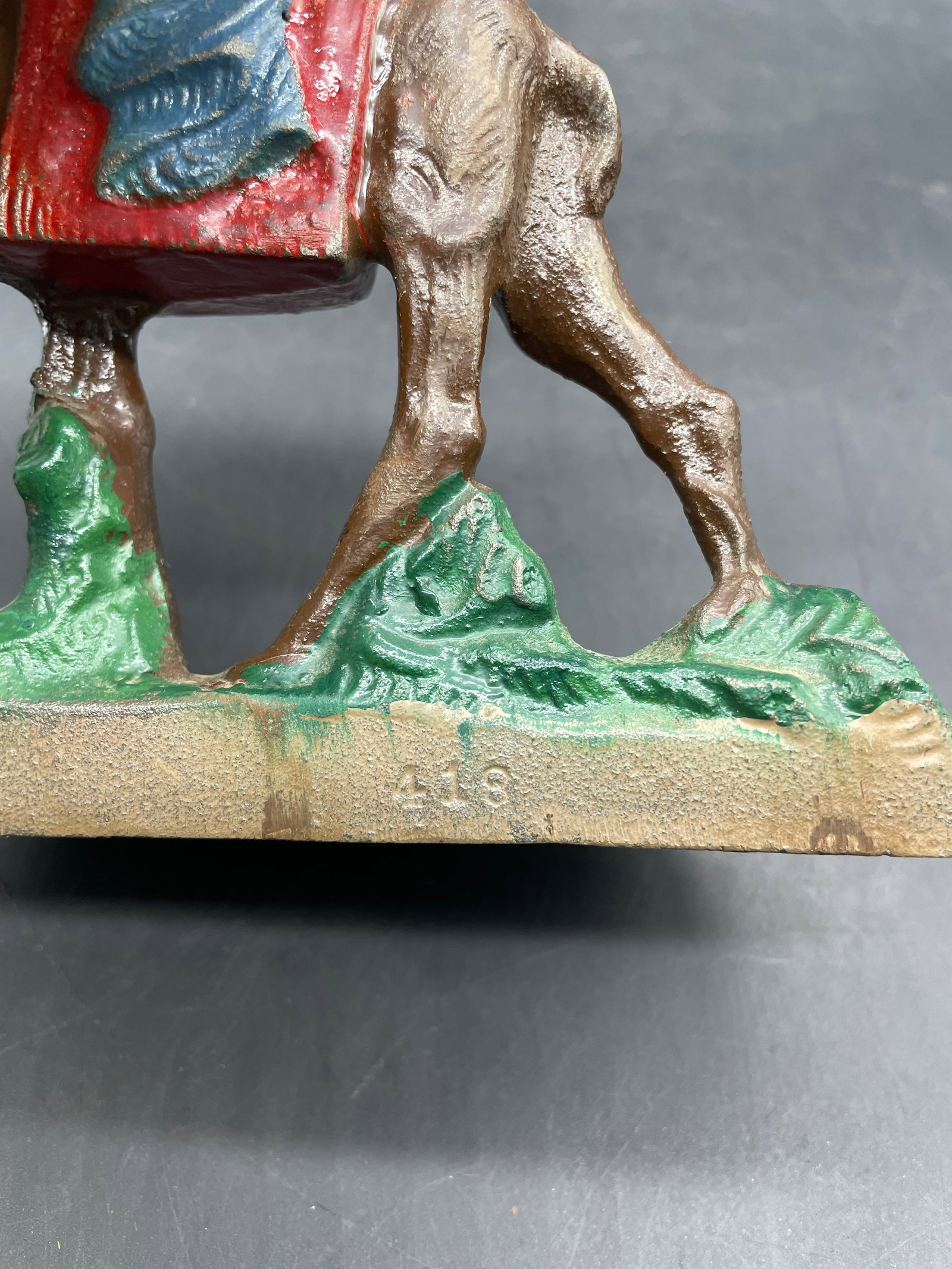 Antique CAST IRON ARABIAN MAN RIDING CAMEL BOOKENDS #418 Hubley Bedouin - 5