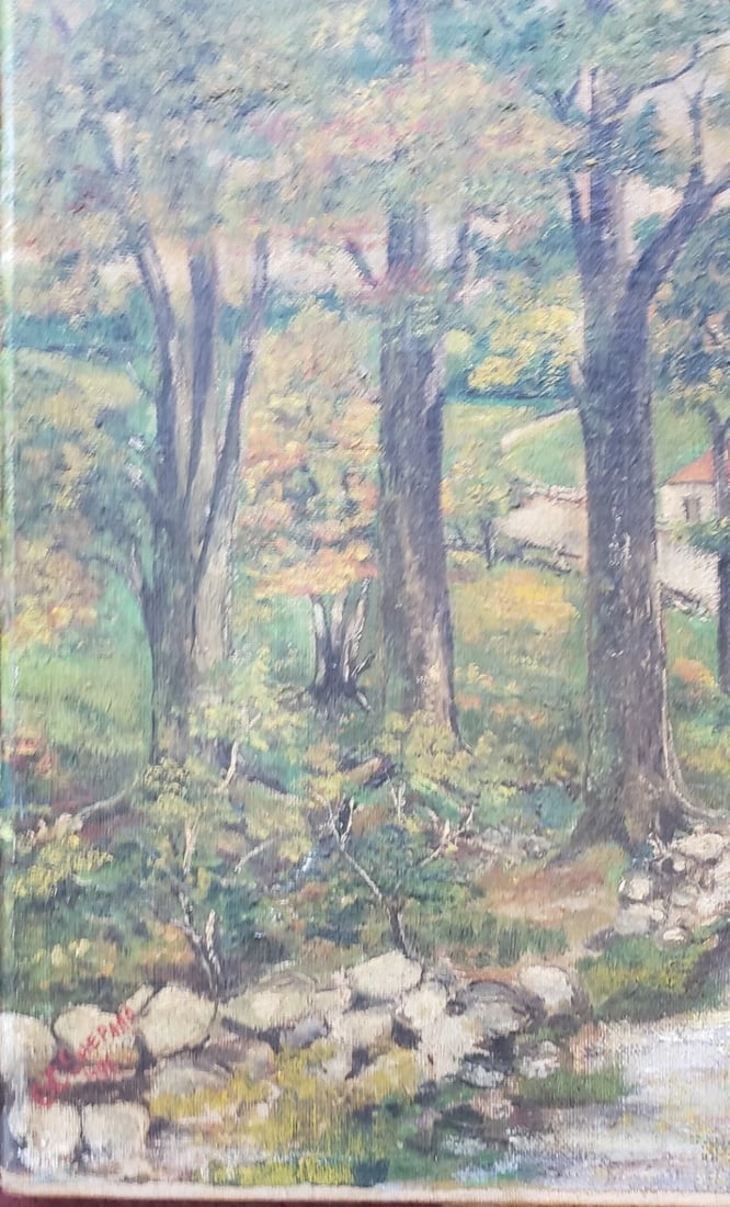 G C Shepard oil painting man working on farm 1920 - 3