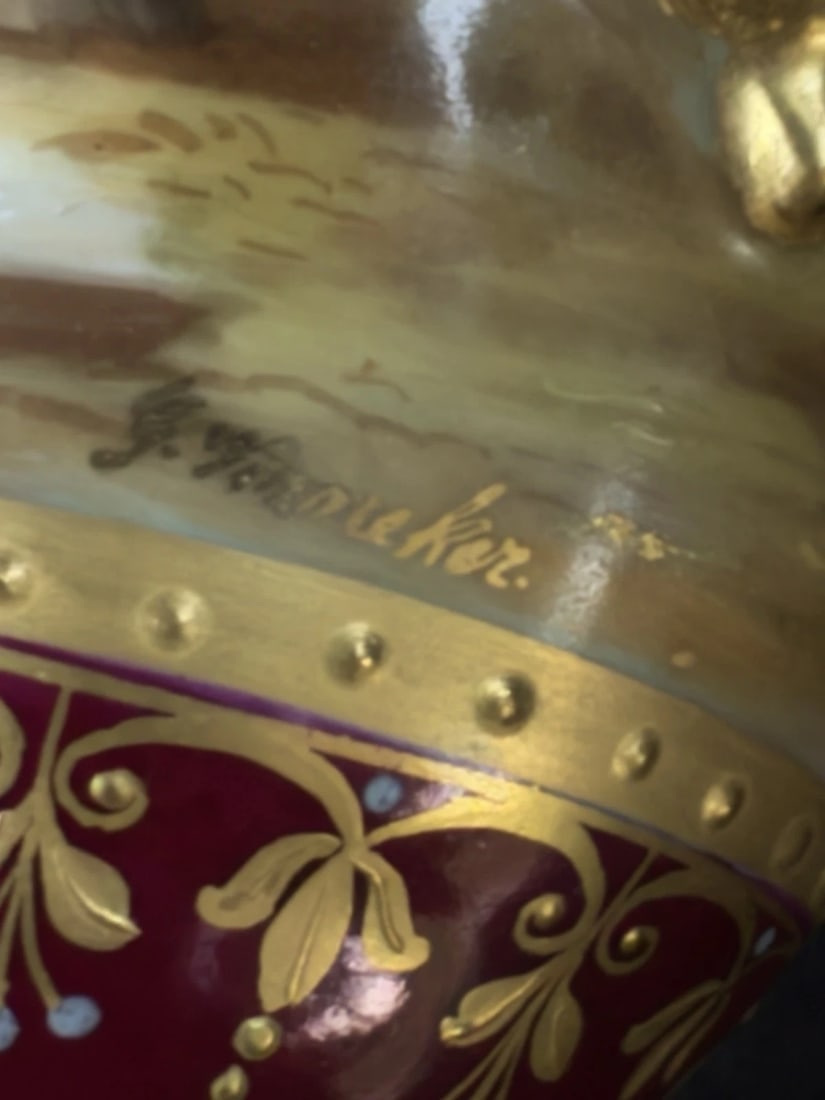 Royal Vienna Porcelain Artist Signed Urn - 7