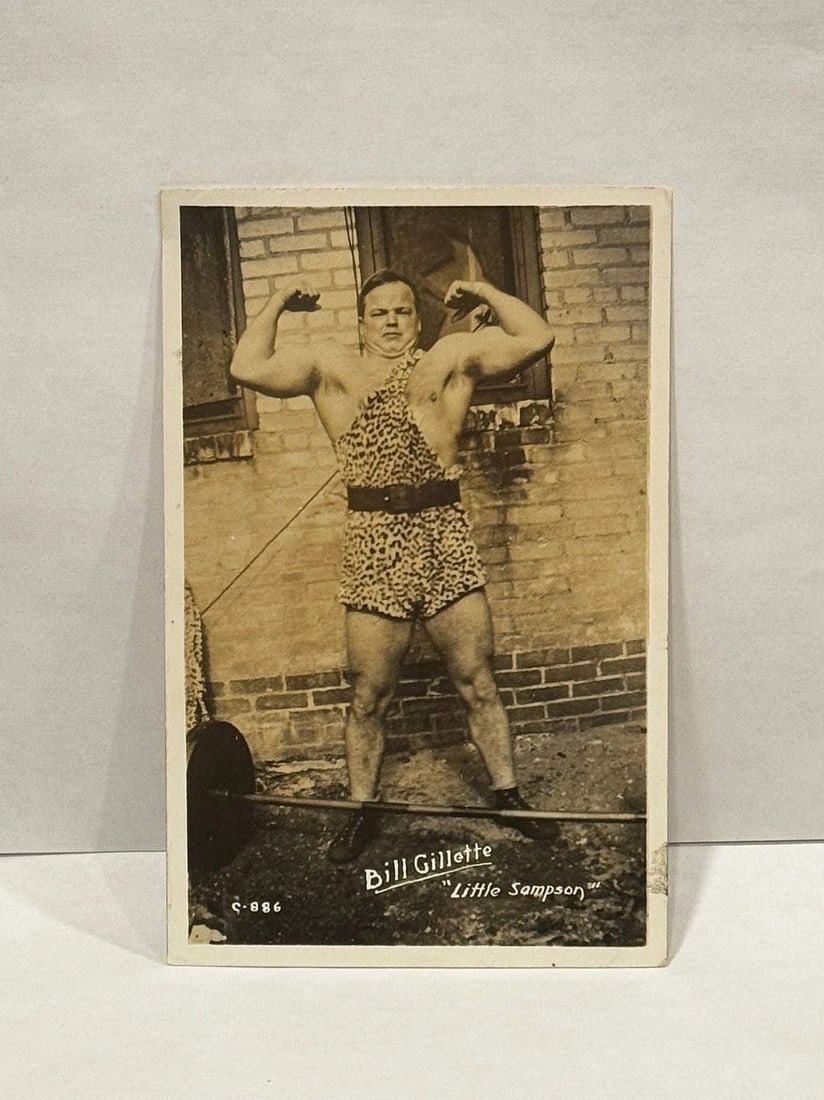 RPPC Real Photo PC Bill Gilette Little Sampson Circus Strongman Leopard Outfit - 2