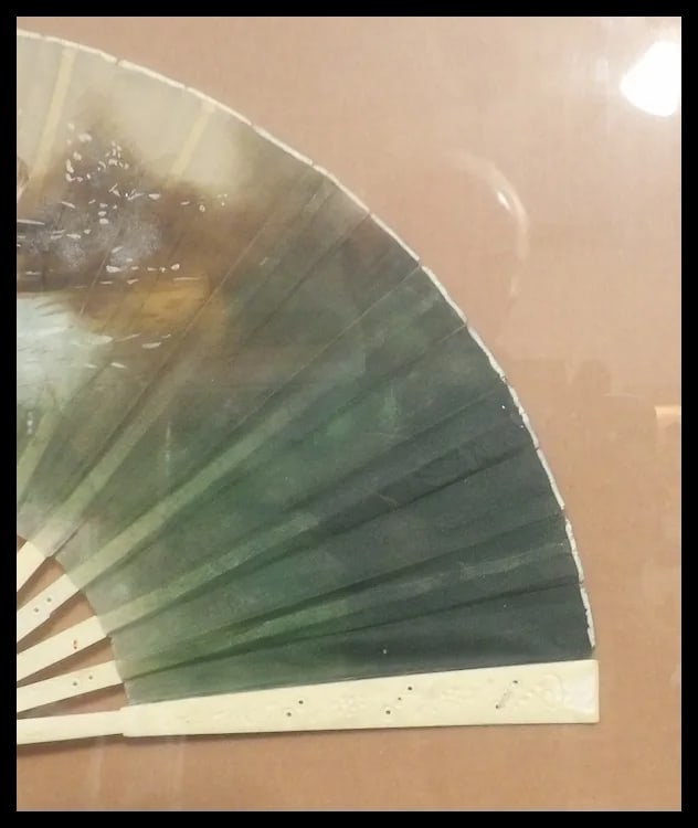 Antique Early 19th Century Hand Painted Fan in Frame - 4