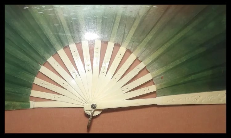 Antique Early 19th Century Hand Painted Fan in Frame - 7