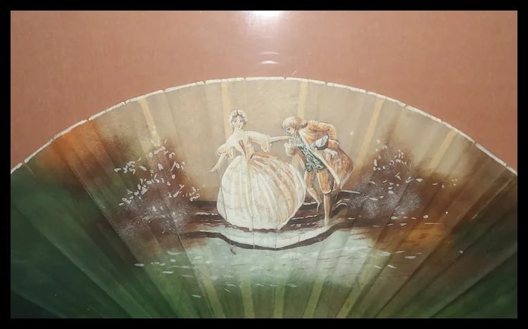 Antique Early 19th Century Hand Painted Fan in Frame - 8