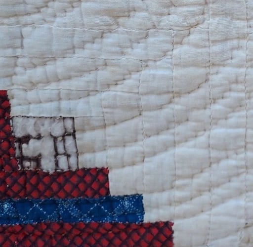 Log Cabin light dark Design Antique Quilt Heavy Weight 65 X 73" - 2