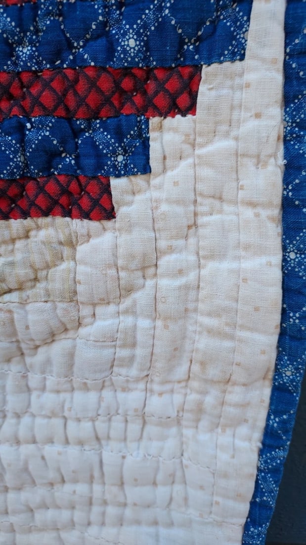 Log Cabin light dark Design Antique Quilt Heavy Weight 65 X 73" - 7