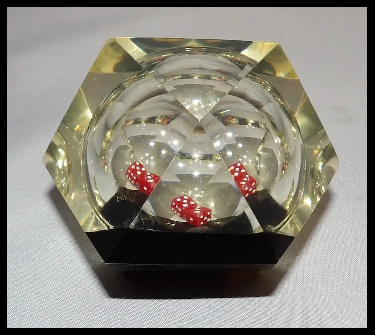Acrylic Lucite Las Vegas Retro Prism Floating Dice Paperweights - 3