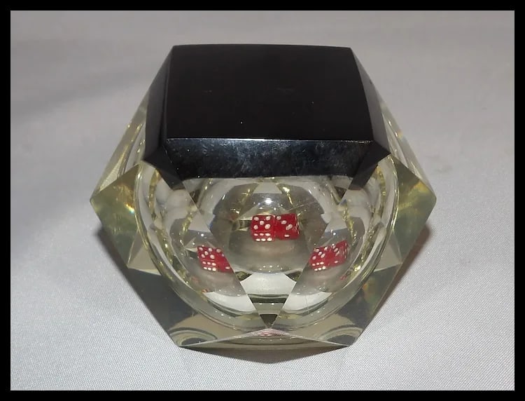 Acrylic Lucite Las Vegas Retro Prism Floating Dice Paperweights - 5