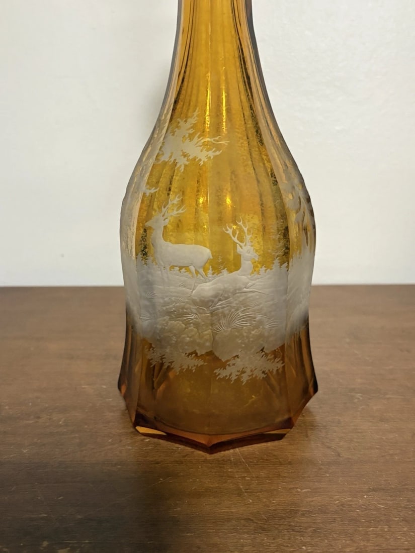 Moser Bohemian Intaglio Cut Glass Decanter - 2