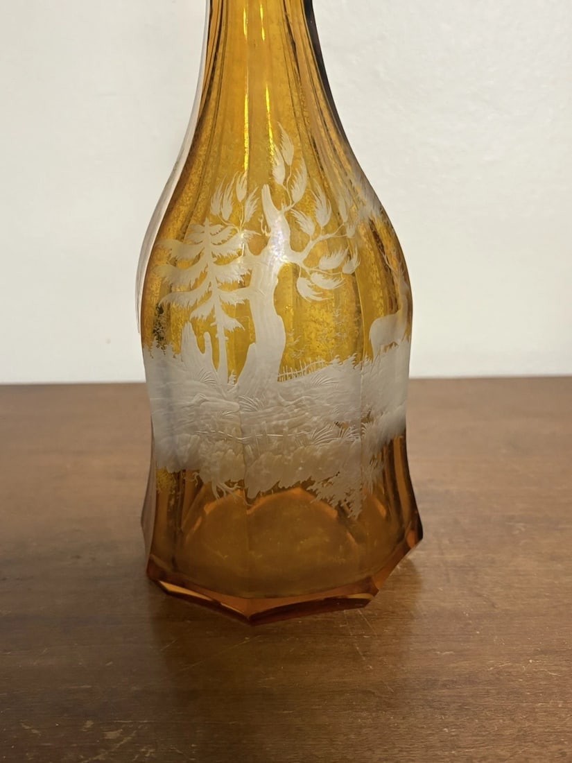 Moser Bohemian Intaglio Cut Glass Decanter - 3