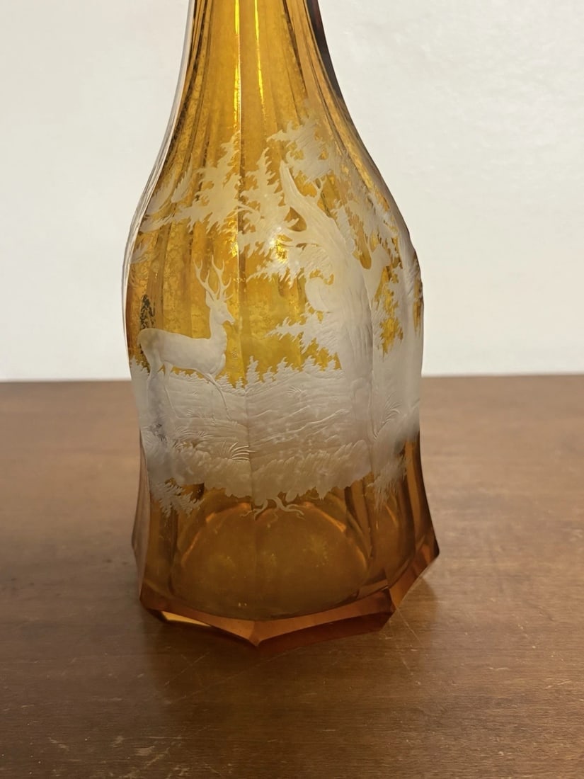 Moser Bohemian Intaglio Cut Glass Decanter - 4