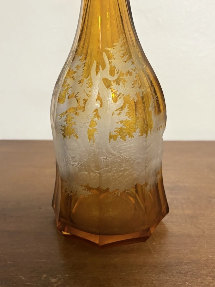 Moser Bohemian Intaglio Cut Glass Decanter - 5