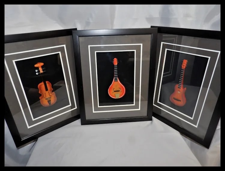 Framed 3D Miniature Musical Instruments - 2