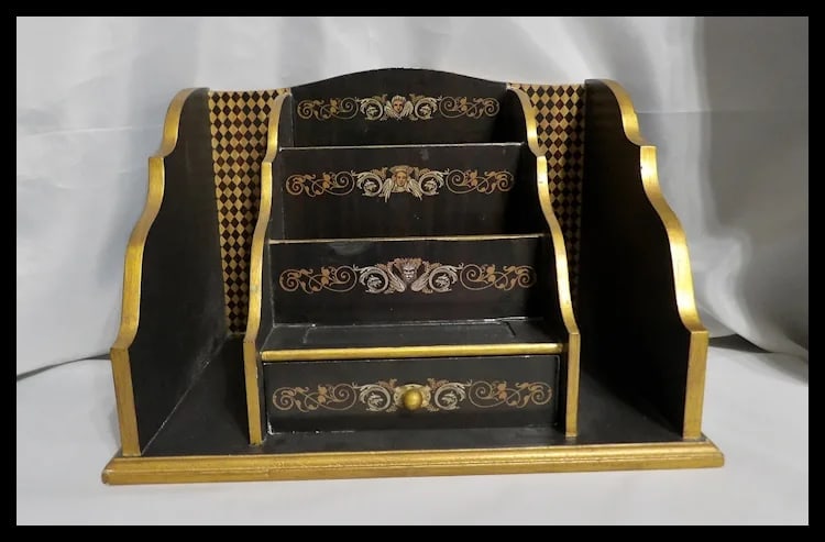 Vintage Ornate Desk Organizer with Drawer - 2