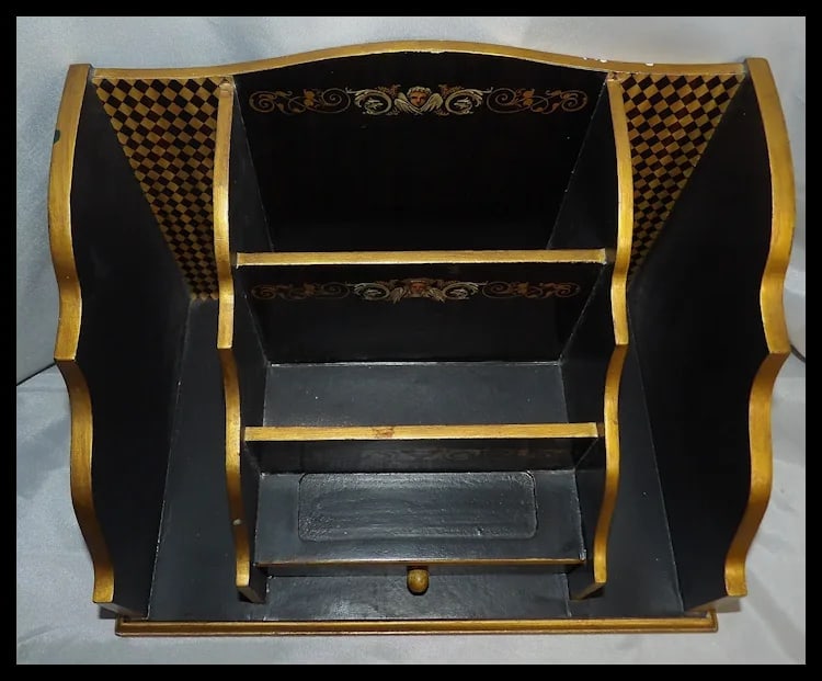 Vintage Ornate Desk Organizer with Drawer - 7